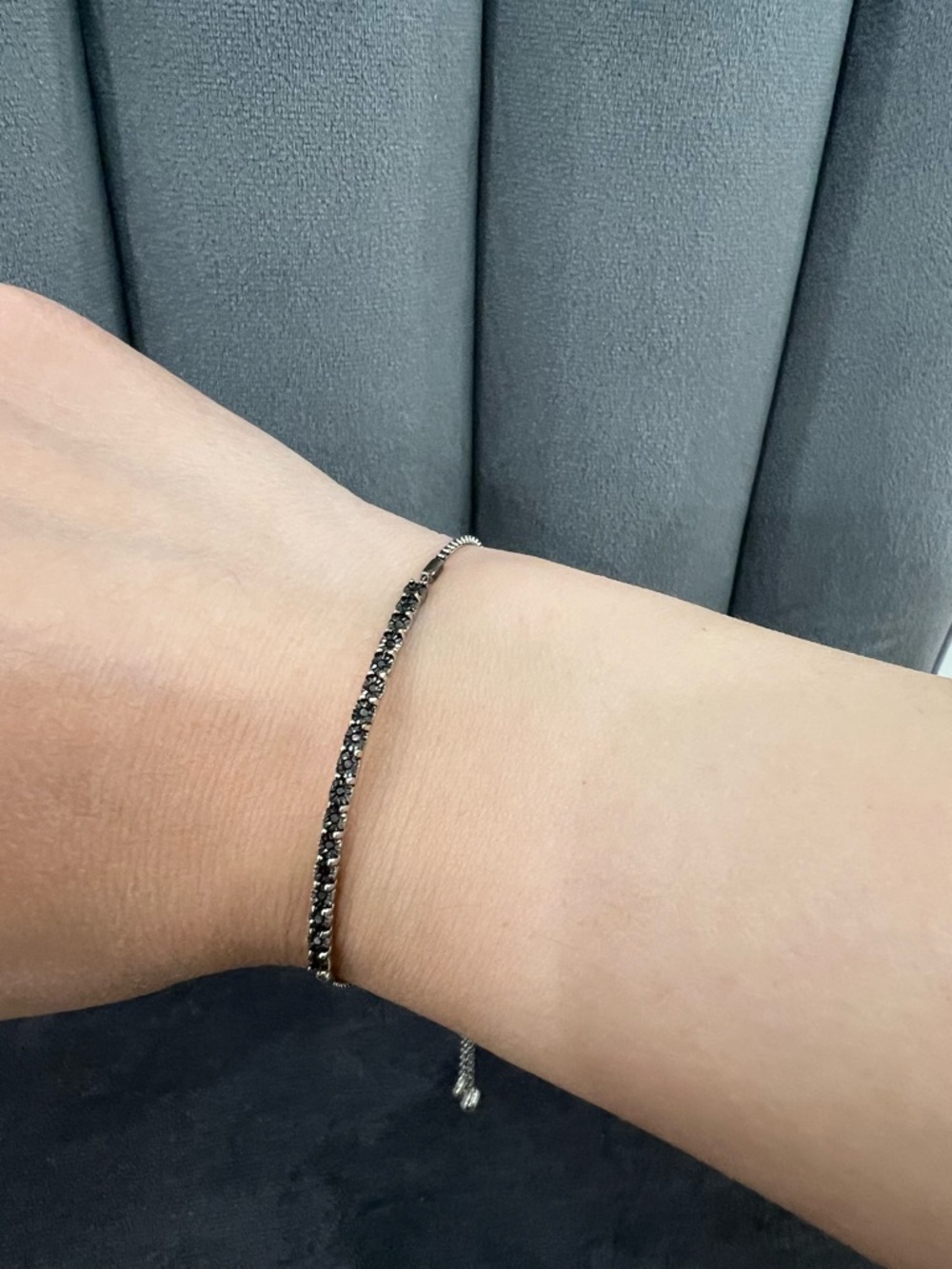 Delicate Black Crystal Tennis Bracelet - Women's Jewelry